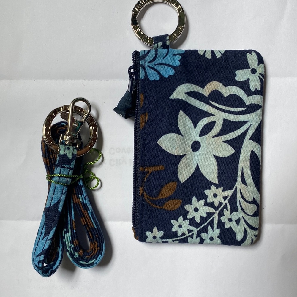 Vera Bradley zip id and lanyard in Java blue
